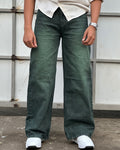 Forest Green Wide Leg Jeans – Vintage Wash