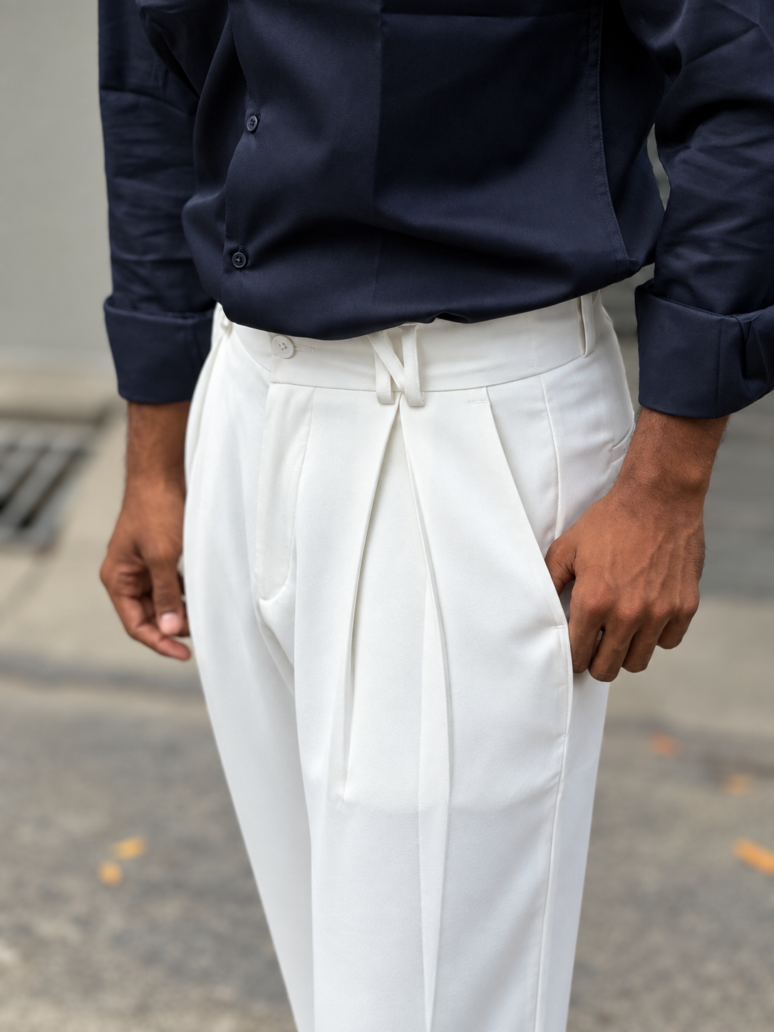 IMPORTED PLEATED PANTS H01