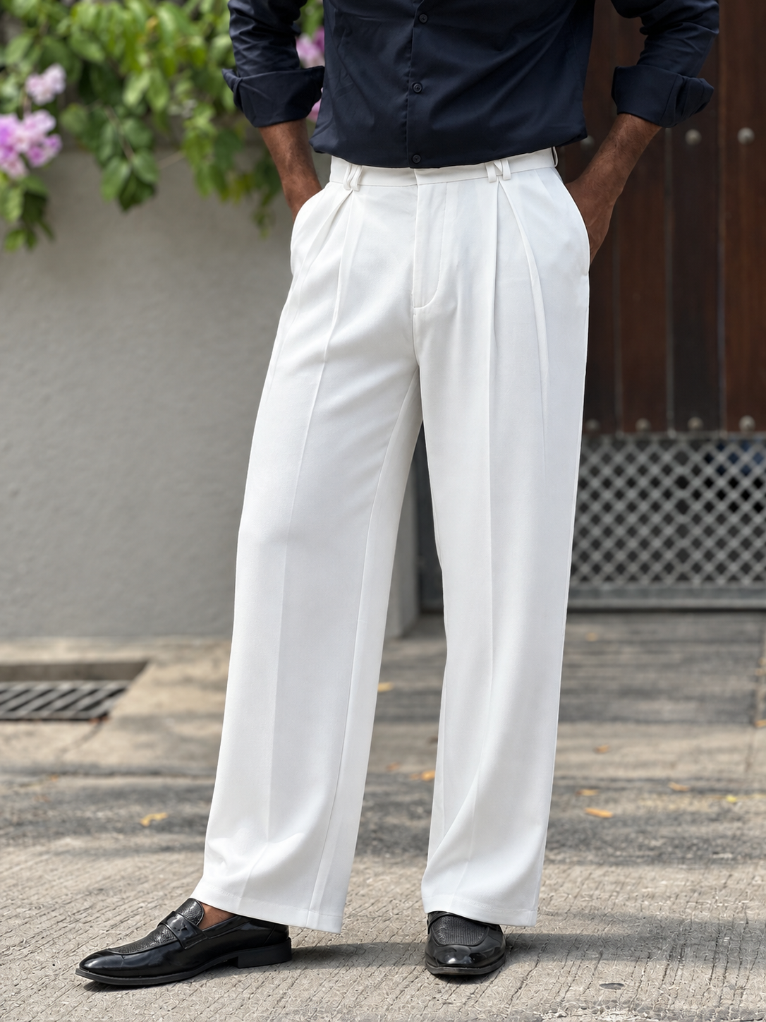 IMPORTED PLEATED PANTS H01
