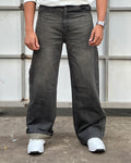 Raw Wash Wide Leg Jeans – Charcoal